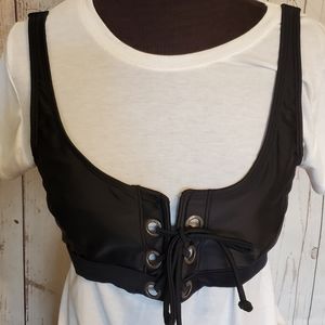Venus corset style lace up bra black Small